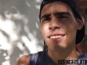 Bareback banged Latino gets picked up and squirted with jizz