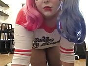 Harley Quinn sucking dildo slut cosplay