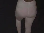 Wife in White spandex bodysuit with pink panties at park