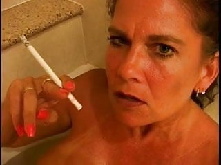 Bathtub, Busty Smoking, Hot, Mature Cougar