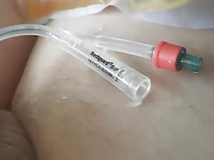 Playing with my catheter and cock