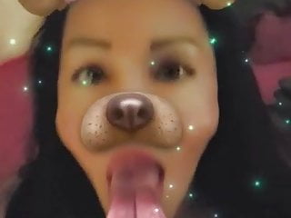 Blowjob Closeup Milf video: Snapchat Latina sucking that D with the dog filter