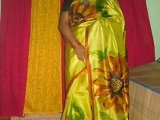 Saree, Satin Silk, Silk, Aunty