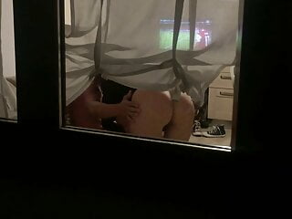 One voyeur watched through the window how nice gal masturbated